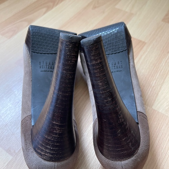 STUART WEITZMAN TASSUP SUEDE STACKED HEEL PLATFORM TASSELED LOAFER IN HAZE Sz8.5 - Picture 7 of 10